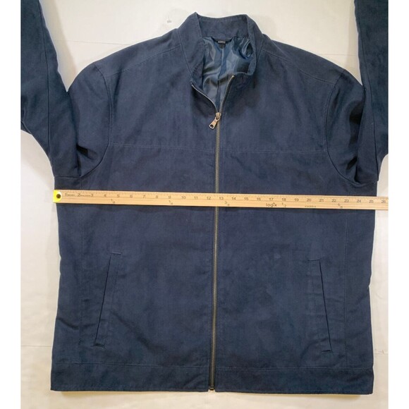 Banana Republic Jacket Mens XL Vegan Suede Microfiber Dark Navy Bomber Lined‎ - Picture 5 of 9